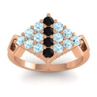 Black Onyx Fashion Ring In 18K Rose Gold With Aquamarine – Hira Simple Ring