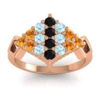 Black Onyx Fashion Ring In 18K Rose Gold With Aquamarine And Citrine – Hira Simple Ring