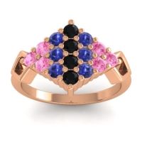 Black Onyx Fashion Ring In 14K Rose Gold With Blue Sapphire And Pink Tourmaline – Hira Simple Ring