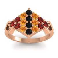 Black Onyx Fashion Ring In 18K Rose Gold With Citrine And Garnet – Hira Simple Ring