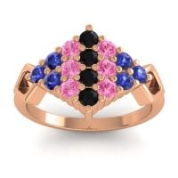 Black Onyx Fashion Ring In 14K Rose Gold With Pink Tourmaline And Blue Sapphire – Hira Simple Ring