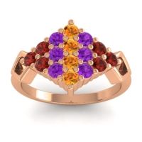 Citrine Fashion Ring In 18K Rose Gold With Amethyst And Garnet – Hira Simple Ring