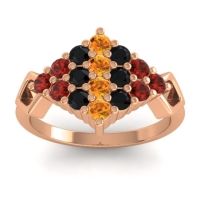 Citrine Fashion Ring In 18K Rose Gold With Black Onyx And Garnet – Hira Simple Ring