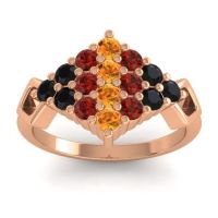 Citrine Fashion Ring In 18K Rose Gold With Garnet And Black Onyx – Hira Simple Ring