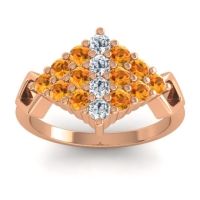Diamond Fashion Ring In 14K Rose Gold With Citrine – Hira Simple Ring