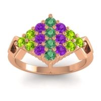Emerald Fashion Ring In 14K Rose Gold With Amethyst And Peridot – Hira Simple Ring