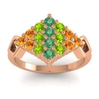 Emerald Fashion Ring In 14K Rose Gold With Peridot And Citrine – Hira Simple Ring