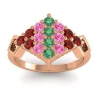Emerald Fashion Ring In 14K Rose Gold With Pink Tourmaline And Garnet – Hira Simple Ring