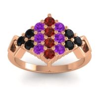 Garnet Fashion Ring In 18K Rose Gold With Amethyst And Black Onyx – Hira Simple Ring