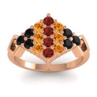 Garnet Fashion Ring In 18K Rose Gold With Citrine And Black Onyx – Hira Simple Ring