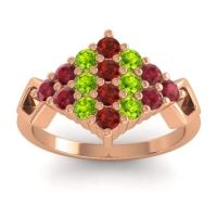 Garnet Fashion Ring In 14K Rose Gold With Peridot And Ruby – Hira Simple Ring