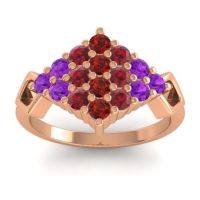 Garnet Fashion Ring In 14K Rose Gold With Ruby And Amethyst – Hira Simple Ring