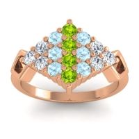 Peridot Fashion Ring In 14K Rose Gold With Aquamarine And Lab Diamond – Hira Simple Ring