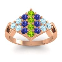 Peridot Fashion Ring In 14K Rose Gold With Blue Sapphire And Aquamarine – Hira Simple Ring