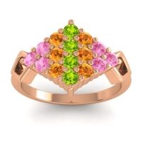 Peridot Fashion Ring In 18K Rose Gold With Citrine And Pink Tourmaline – Hira Simple Ring