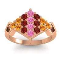 Pink Tourmaline Fashion Ring In 18K Rose Gold With Garnet And Citrine – Hira Simple Ring