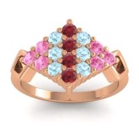 Ruby Fashion Ring In 14K Rose Gold With Aquamarine And Pink Tourmaline – Hira Simple Ring