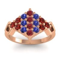 Ruby Fashion Ring In 14K Rose Gold With Blue Sapphire And Garnet – Hira Simple Ring