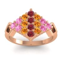 Ruby Fashion Ring In 14K Rose Gold With Citrine And Pink Tourmaline – Hira Simple Ring