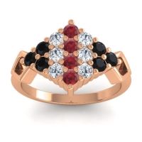 Ruby Fashion Ring In 14K Rose Gold With Lab Diamond And Black Onyx – Hira Simple Ring