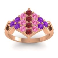 Ruby Fashion Ring In 14K Rose Gold With Pink Tourmaline And Amethyst – Hira Simple Ring