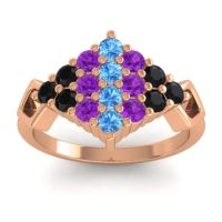 Swiss Blue Topaz Fashion Ring In 18K Rose Gold With Amethyst And Black Onyx – Hira Simple Ring