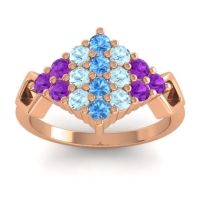 Swiss Blue Topaz Fashion Ring In 18K Rose Gold With Aquamarine And Amethyst – Hira Simple Ring