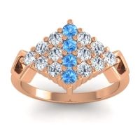 Swiss Blue Topaz Fashion Ring In 14K Rose Gold With Lab Diamond – Hira Simple Ring