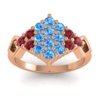 Swiss Blue Topaz Fashion Ring In 14K Rose Gold With Ruby – Hira Simple Ring