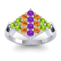 Amethyst Fashion Ring In 18k White Gold With Citrine And Peridot – Hira Simple Ring
