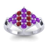 Amethyst Fashion Ring In 14k White Gold With Ruby – Hira Simple Ring