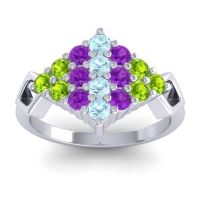 Aquamarine Fashion Ring In 18k White Gold With Amethyst And Peridot – Hira Simple Ring