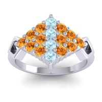 Aquamarine Fashion Ring In 18k White Gold With Citrine – Hira Simple Ring