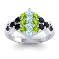 Aquamarine Fashion Ring In 18k White Gold With Peridot And Black Onyx – Hira Simple Ring