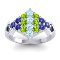 Aquamarine Fashion Ring In 14k White Gold With Peridot And Blue Sapphire – Hira Simple Ring
