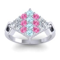Aquamarine Fashion Ring In 14k White Gold With Pink Tourmaline And Lab Diamond – Hira Simple Ring