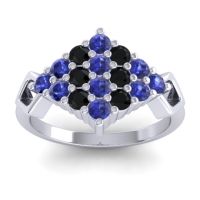 Blue Sapphire Fashion Ring In 14k White Gold With Black Onyx – Hira Simple Ring