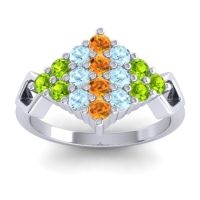 Citrine Fashion Ring In 18k White Gold With Aquamarine And Peridot – Hira Simple Ring