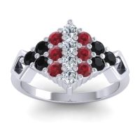 Lab Diamond Fashion Ring In 14k White Gold With Ruby And Black Onyx – Hira Simple Ring