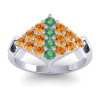 Emerald Fashion Ring In 14k White Gold With Citrine – Hira Simple Ring