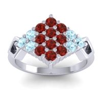 Garnet Fashion Ring In 18k White Gold With Aquamarine – Hira Simple Ring