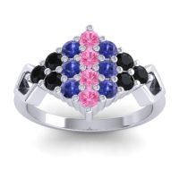 Pink Tourmaline Fashion Ring In 14k White Gold With Blue Sapphire And Black Onyx – Hira Simple Ring