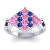 Pink Tourmaline Fashion Ring In 14k White Gold With Blue Sapphire – Hira Simple Ring