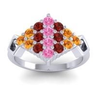Pink Tourmaline Fashion Ring In 18k White Gold With Garnet And Citrine – Hira Simple Ring