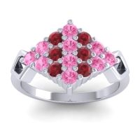 Pink Tourmaline Fashion Ring In 14k White Gold With Ruby – Hira Simple Ring