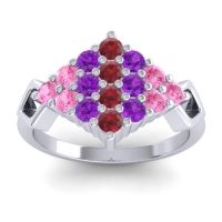 Ruby Fashion Ring In 14k White Gold With Amethyst And Pink Tourmaline – Hira Simple Ring