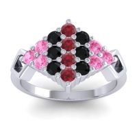 Ruby Fashion Ring In 14k White Gold With Black Onyx And Pink Tourmaline – Hira Simple Ring