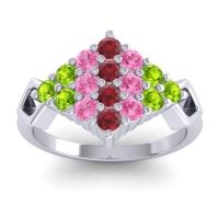Ruby Fashion Ring In 14k White Gold With Pink Tourmaline And Peridot – Hira Simple Ring