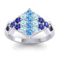 Swiss Blue Topaz Fashion Ring In 14k White Gold With Aquamarine And Blue Sapphire – Hira Simple Ring