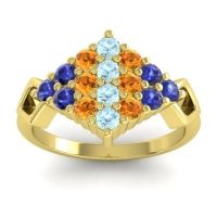 Aquamarine Fashion Ring In 14k Yellow Gold With Citrine And Blue Sapphire – Hira Simple Ring